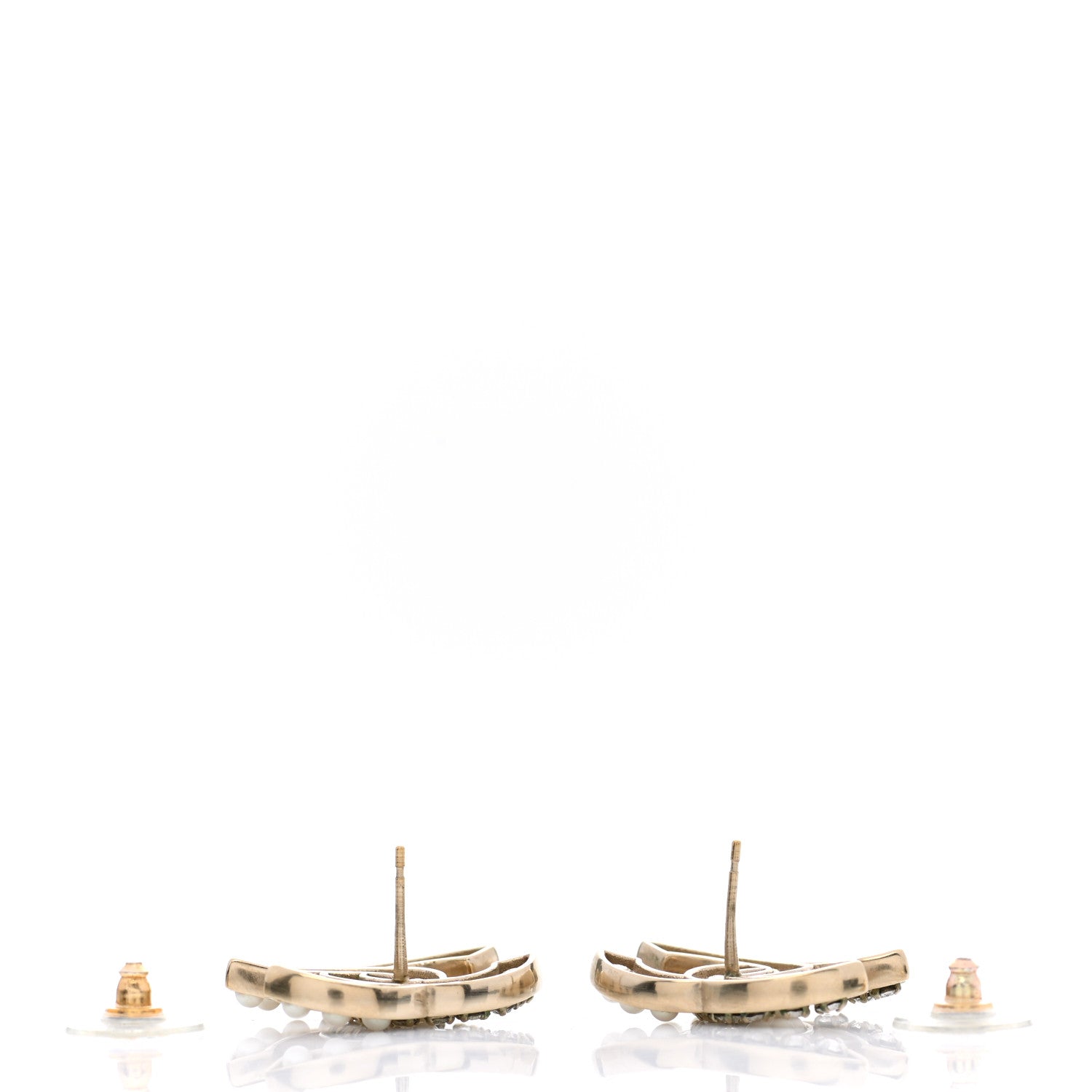 Chanel Crystal Pearl CC Earrings Gold 3 of 5