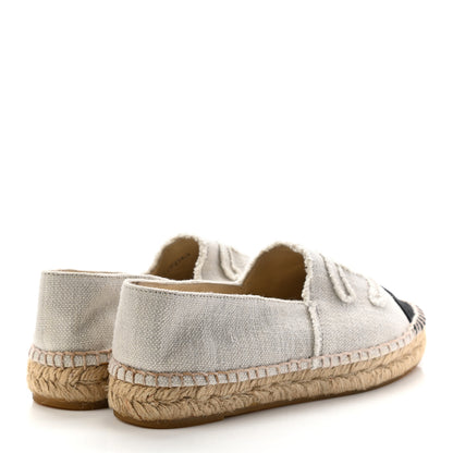 Chanel Linen CC Espadrilles 37 Beige Black 4 of 16