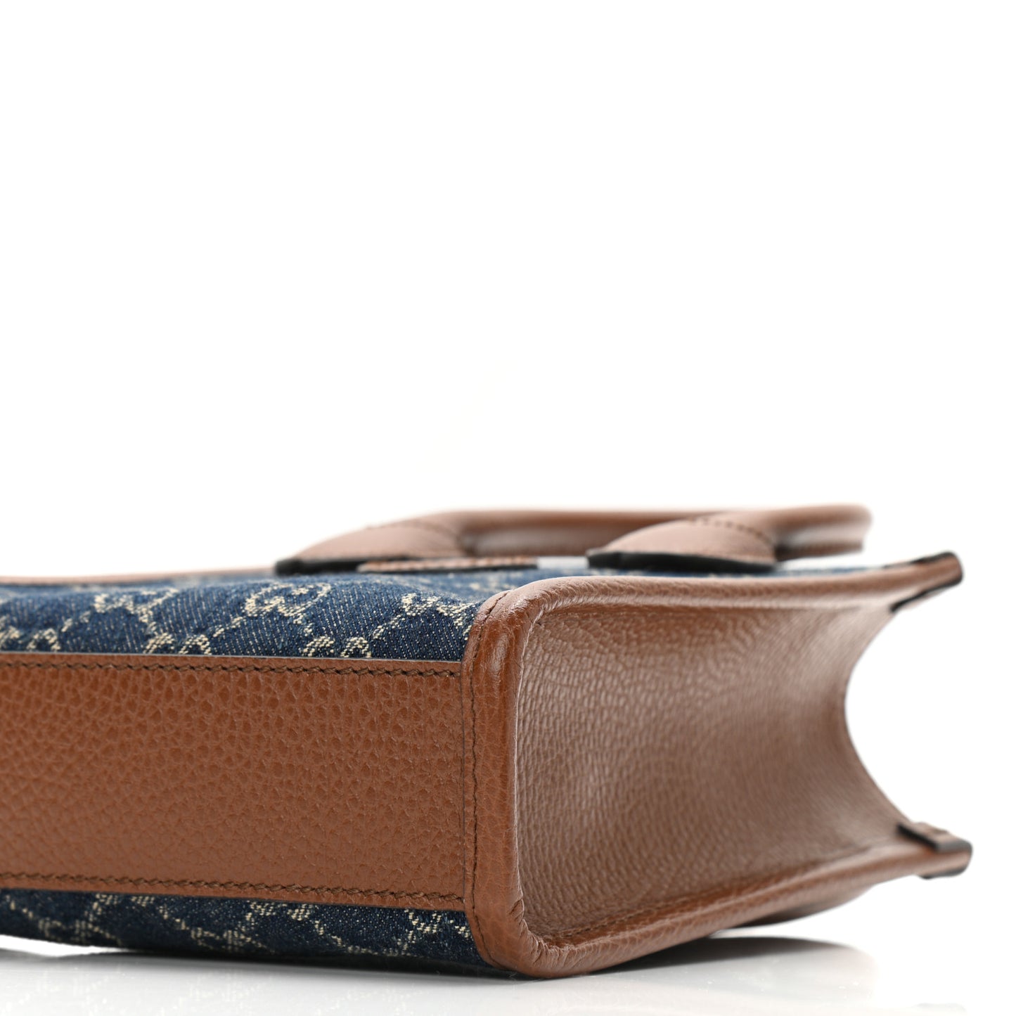 New Denim GG Monogram Dollar Calfskin Mini Retro Interlocking G Tote Bag Blue Tea Cuir Epilog