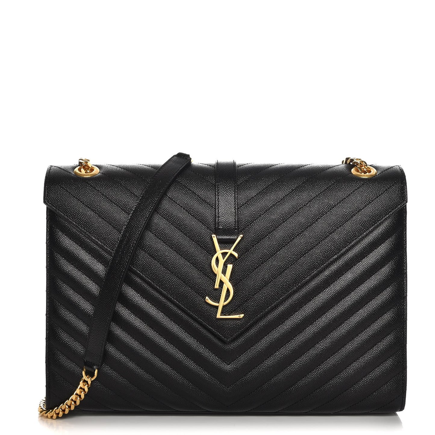 Grain De Poudre Matelasse Chevron Large Monogram Satchel Black