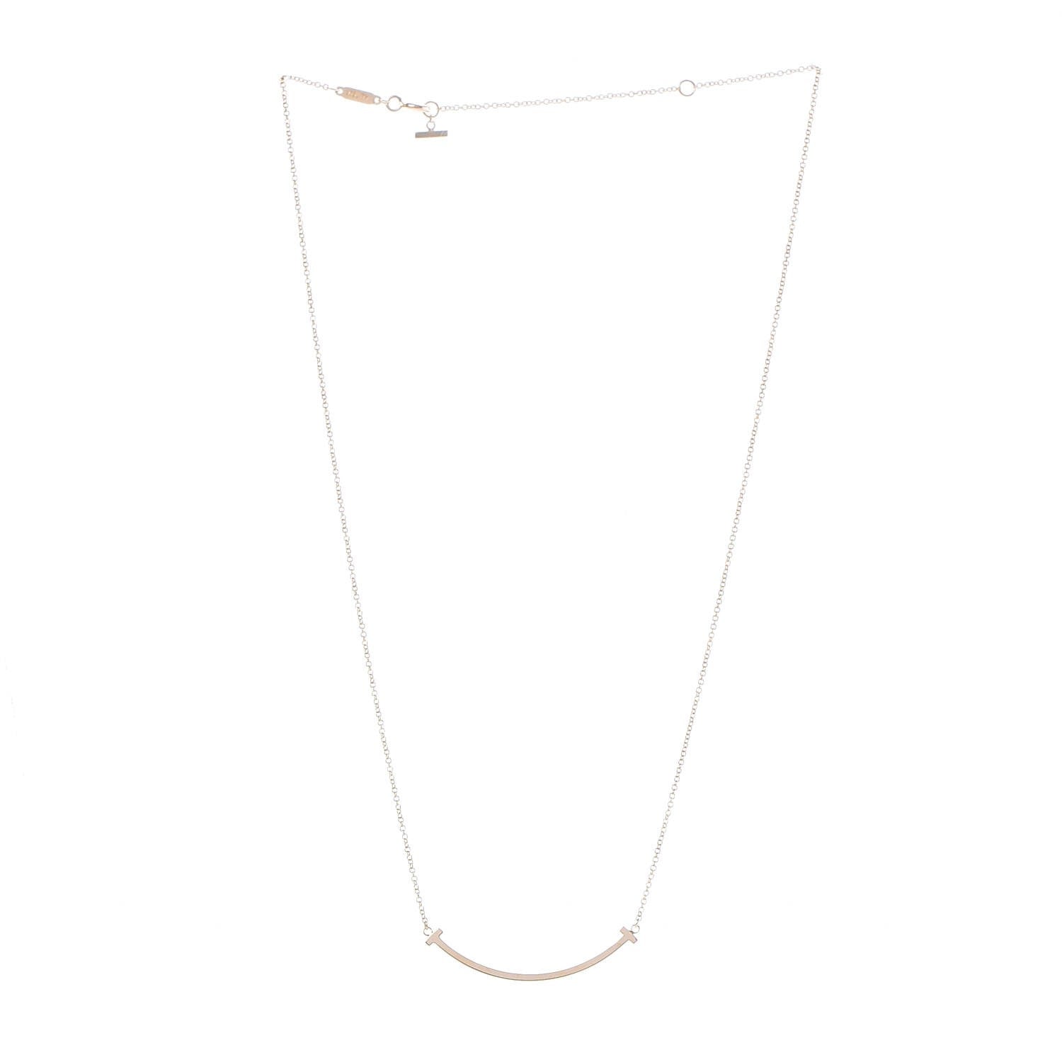 Tiffany 18K Yellow Gold Small T Smile Pendant Necklace 4 of 7