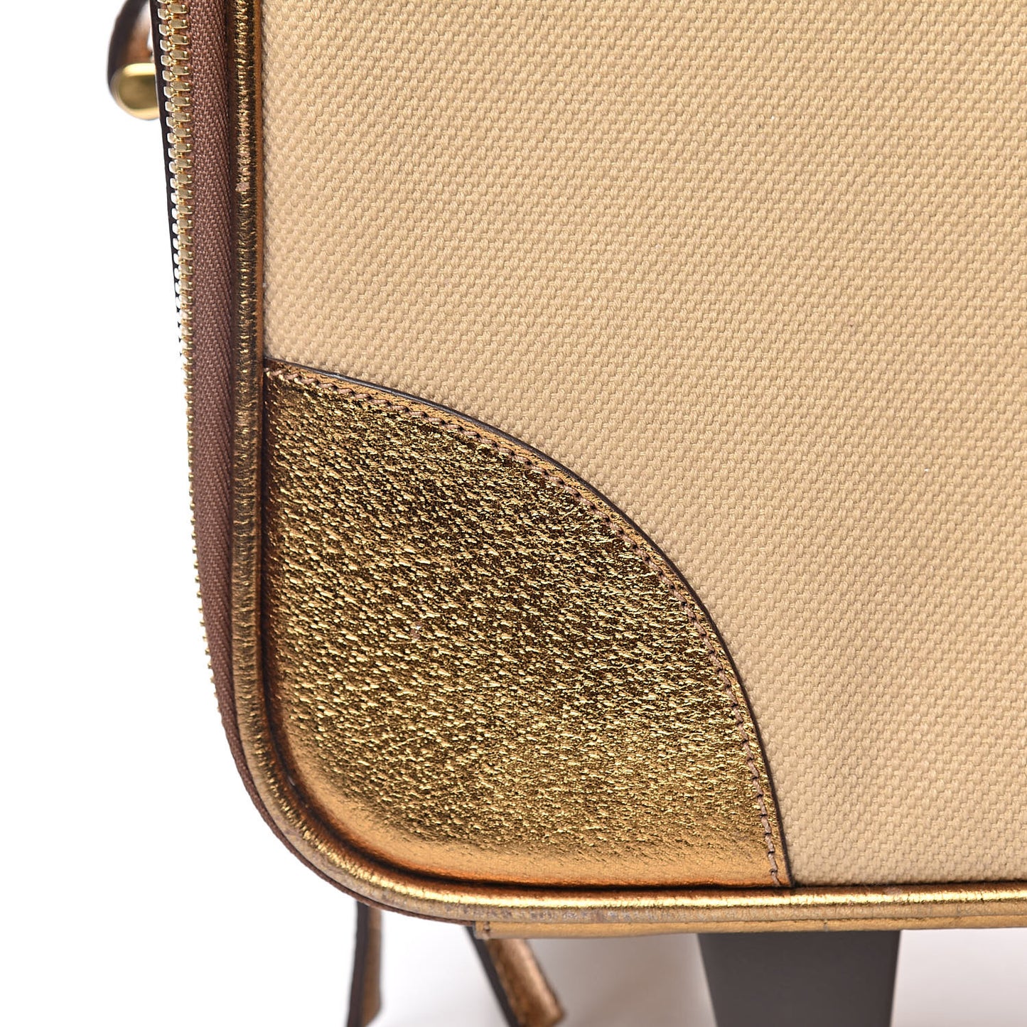 Metallic Cinghiale Canvas Trolley Luggage Naturale Oro