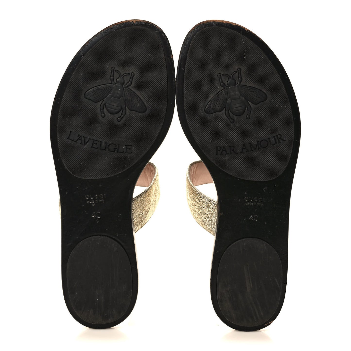 Nappa Silk Galassia GG Marmont Thong Flat Sandals 40 Platino