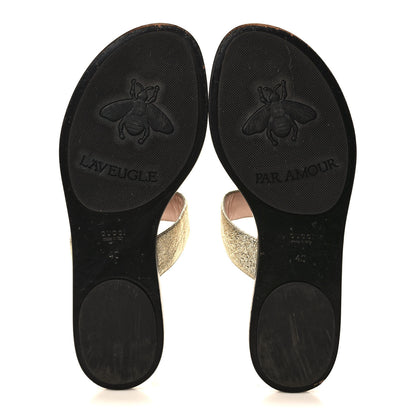 Gucci Nappa Silk Galassia GG Marmont Thong Flat Sandals 40 Platino 5 of 7