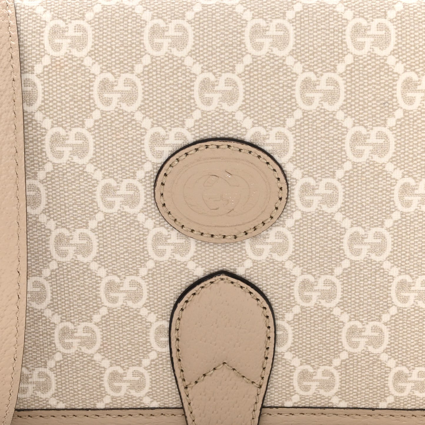 GG Supreme Monogram Textured Dollar Calfskin Mini Retro Interlocking G Flap Shoulder Bag Beige Mystic White Oatmeal