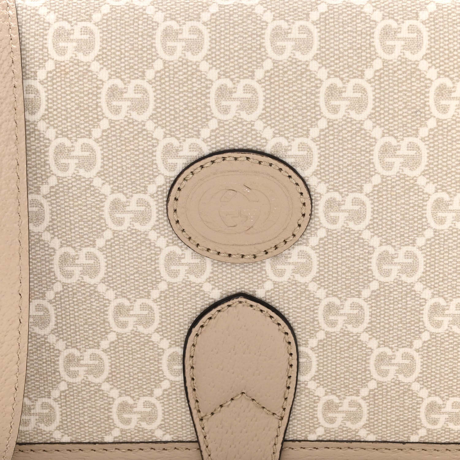 Gucci GG Supreme Monogram Textured Dollar Calfskin Mini Retro Interlocking G Flap Shoulder Bag Beige Mystic White Oatmeal 8 of 10