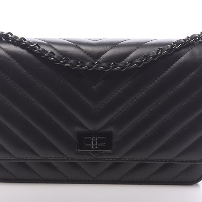 Chanel Aged Calfskin Chevron Quilted Reissue Wallet On Chain WOC So Black 11 of 11