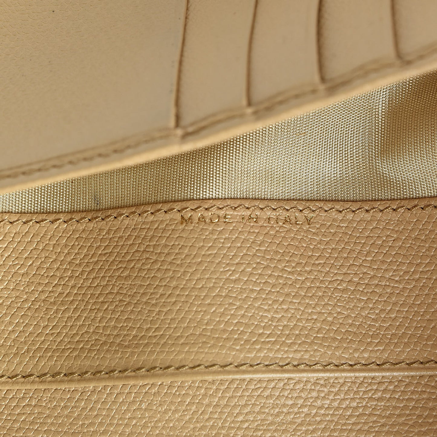Grained Calfskin CC Button Yen Wallet Beige