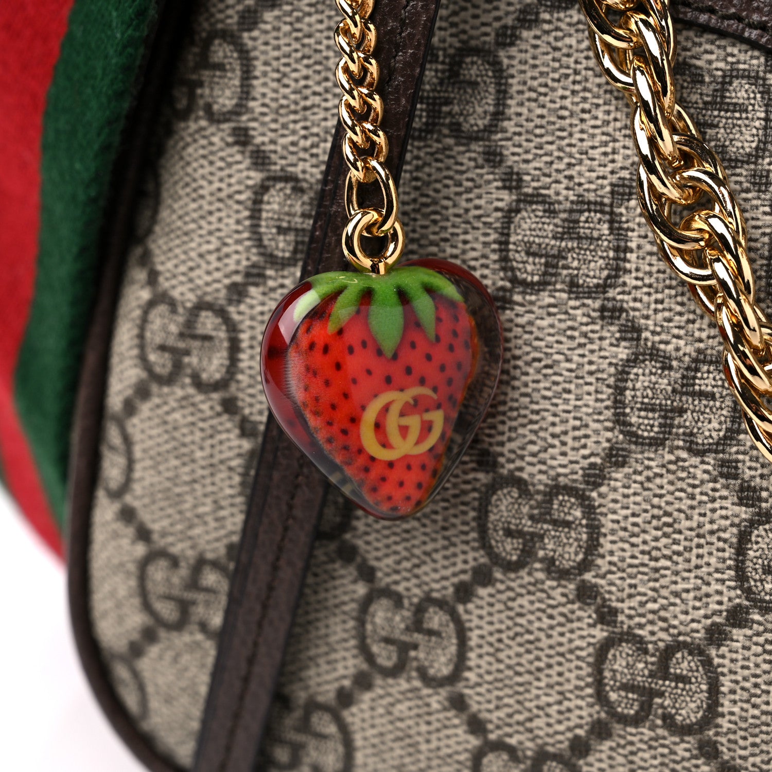 Gucci GG Supreme Monogram Textured Dollar Calfskin Web Small Ophidia GG Handbag Beige Ebony New Acero 9 of 9