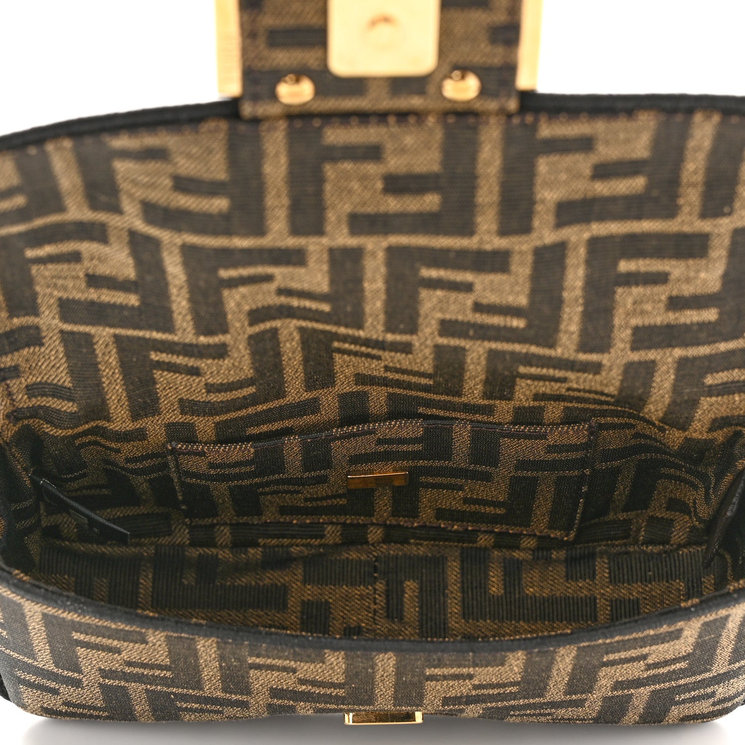 Fendi Fabric Jacquard FF 1974 Mini Baguette Tobacco Moro Black 6 of 11