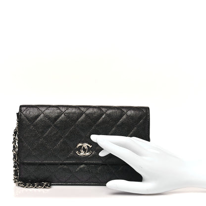 Chanel Iridescent Caviar Quilted Classic Pouch Clutch Black 2 of 11