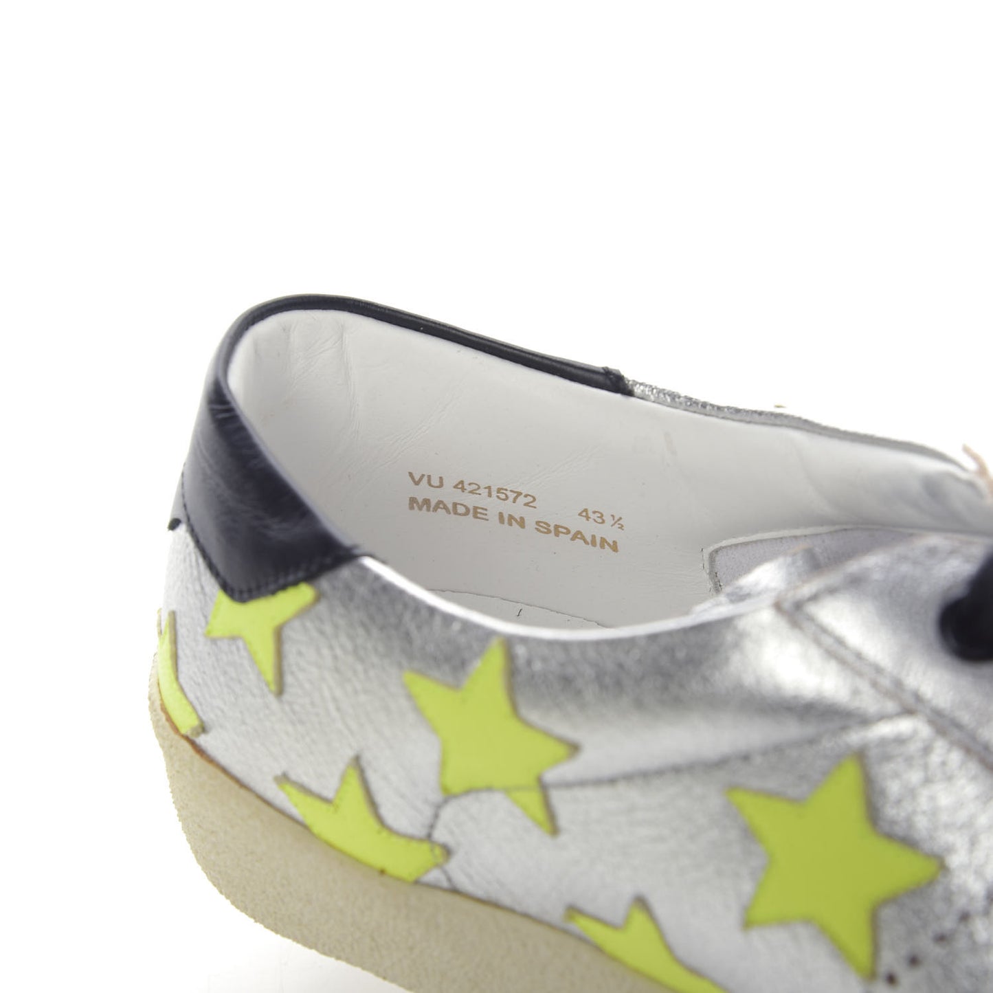 Metallic Calfskin Star Court Sneakers 43.5 Silver Green