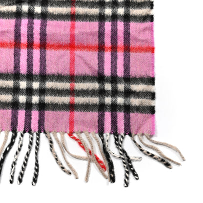 Burberry Cashmere Vintage Check Fringe Scarf Pink 4 of 4
