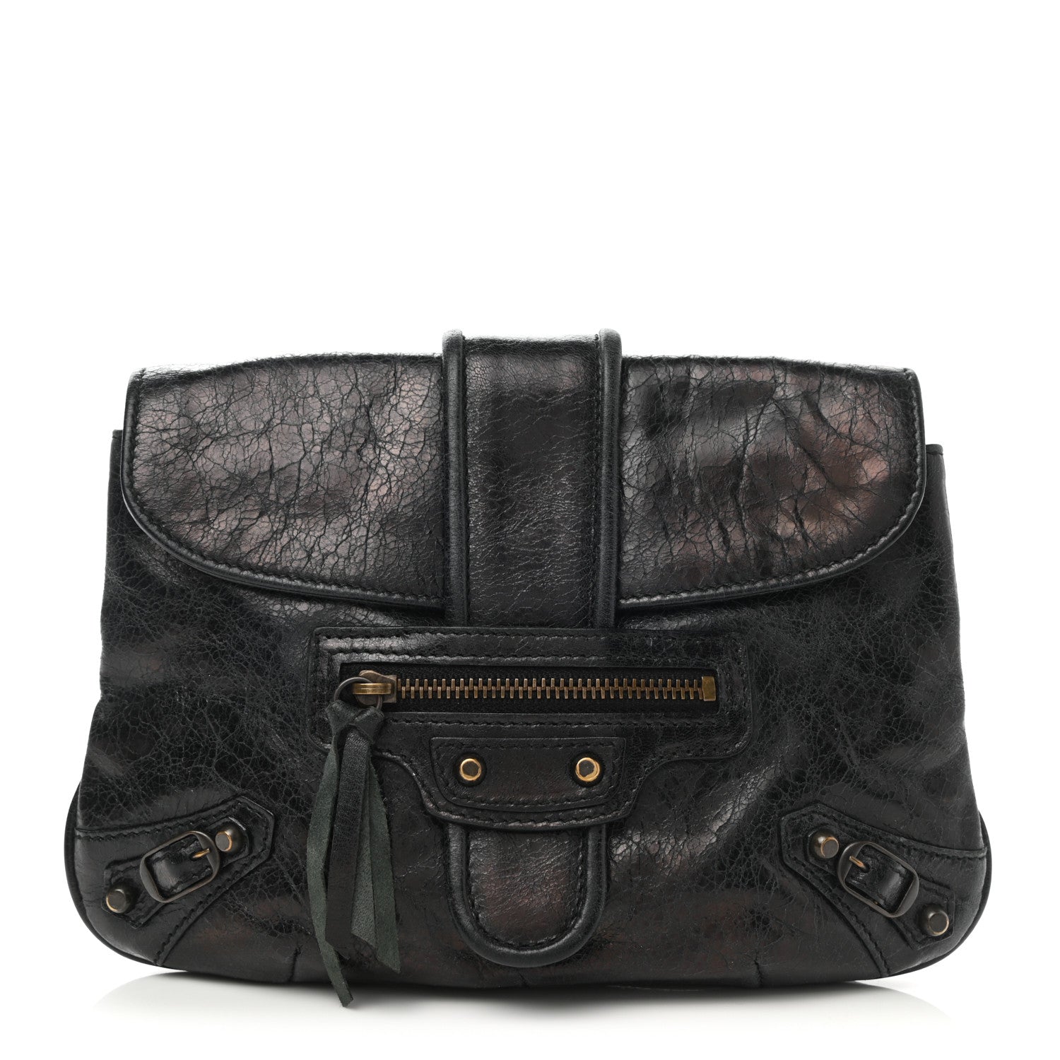 Balenciaga Agneau Classic Hardware Pouch Flap Clutch Black 2 of 8