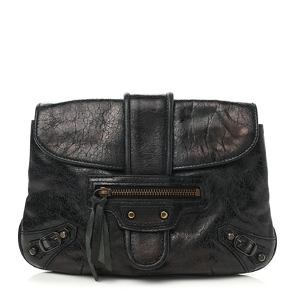 Balenciaga Agneau Classic Hardware Pouch Flap Clutch Black 2 of 8
