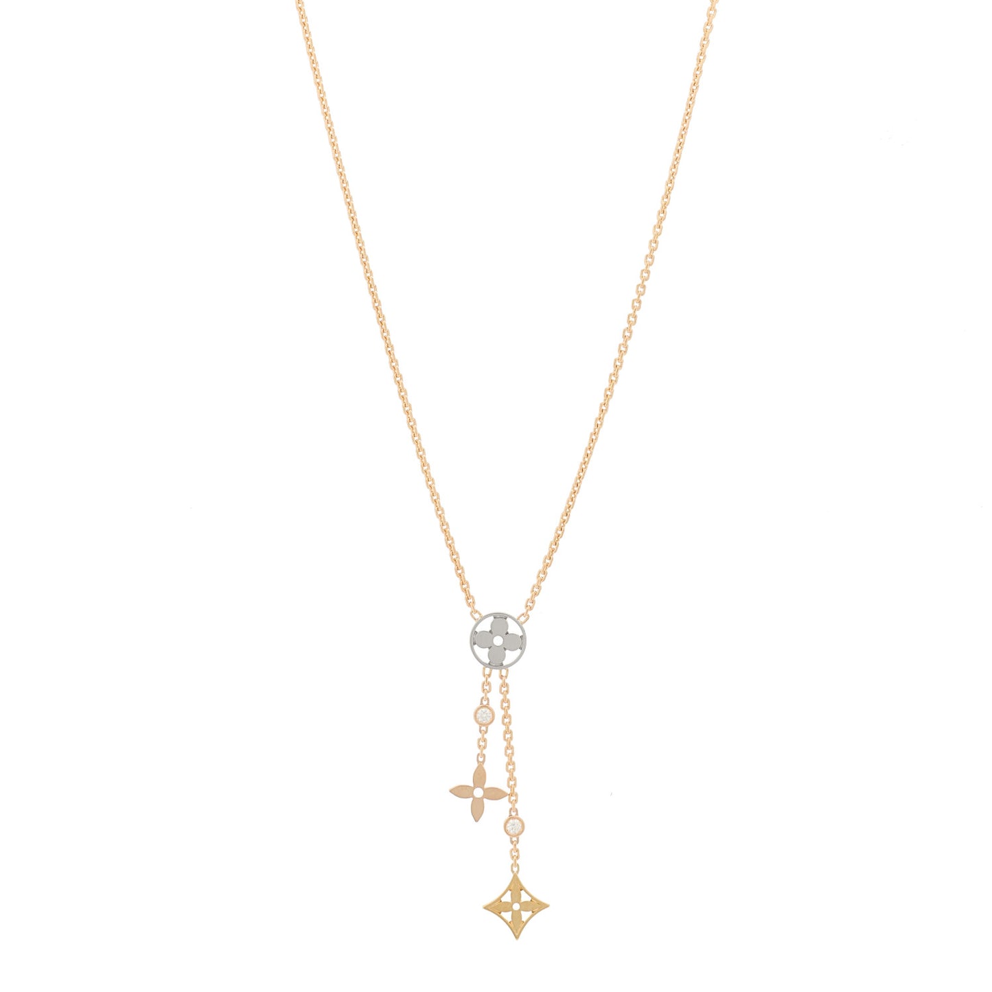 18K Yellow White Rose Gold Diamond Idylle Blossom Y Pendant Necklace