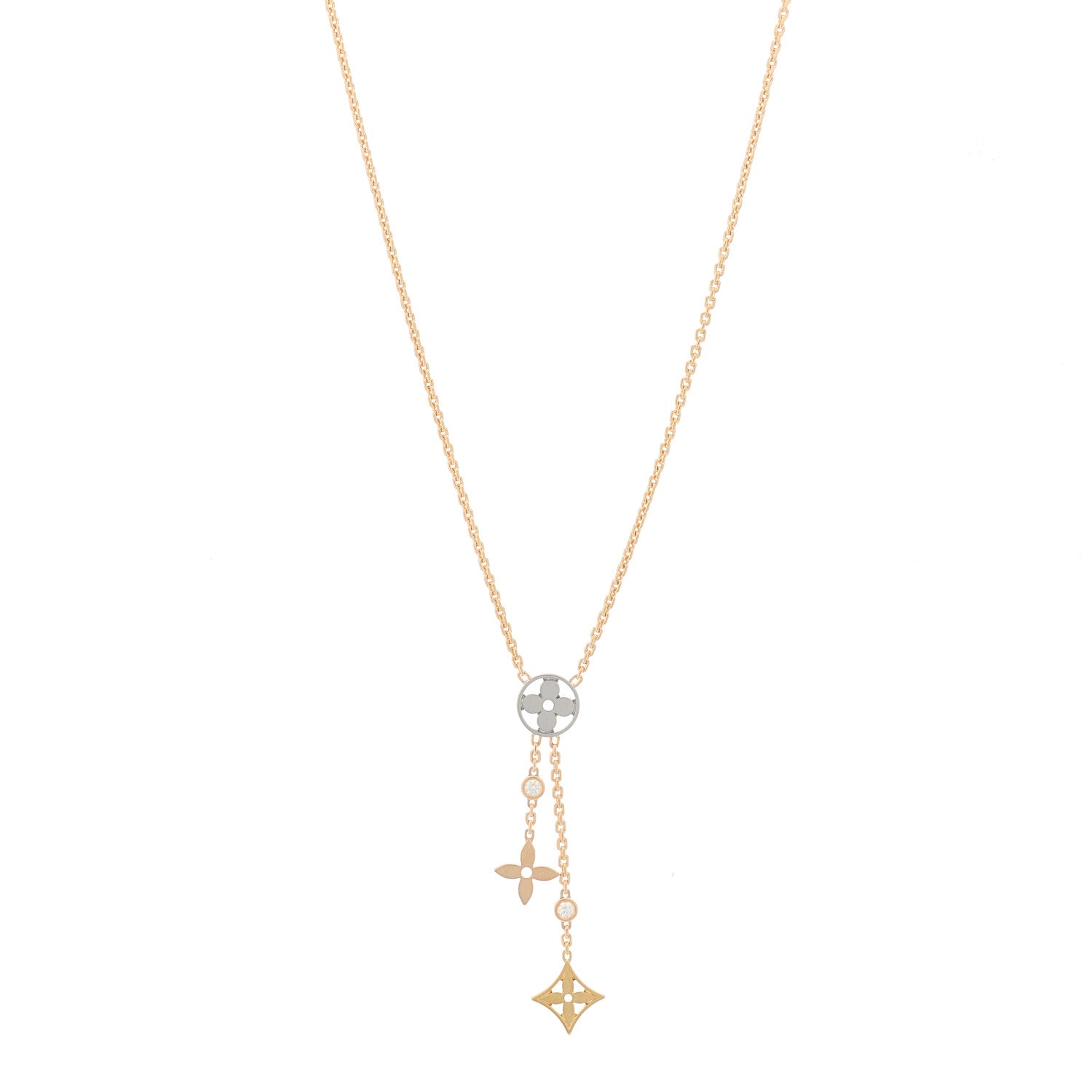 Louis Vuitton 18K Yellow White Rose Gold Diamond Idylle Blossom Y Pendant Necklace 1 of 6