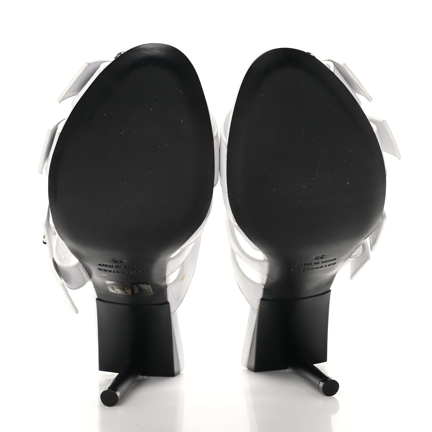Shiny Sheepskin Bluckle K 80mm Sandals 38 White