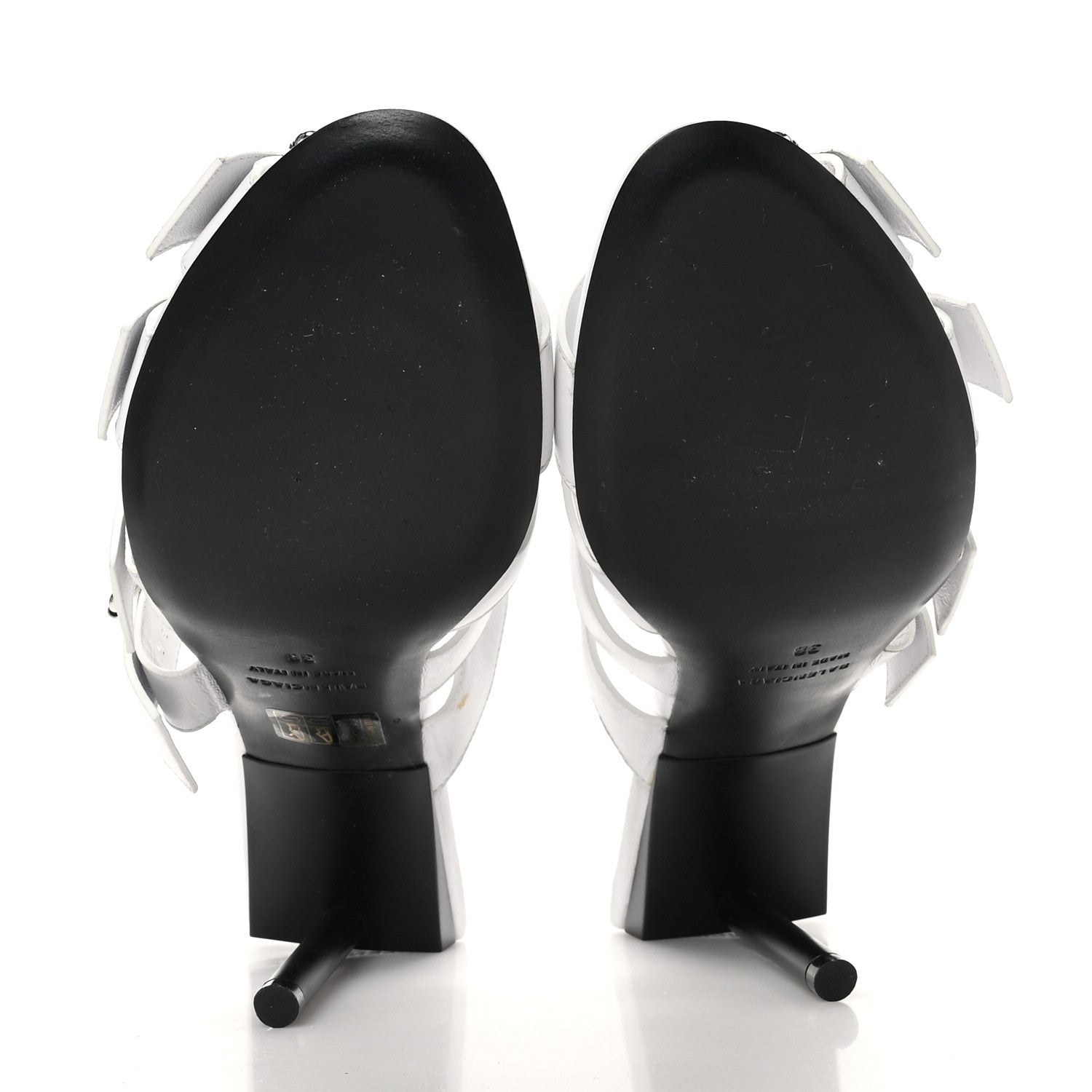 Balenciaga Shiny Sheepskin Bluckle K 80mm Sandals 38 White 7 of 10
