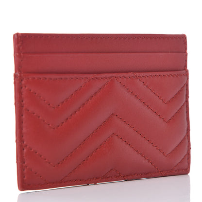 Gucci Calfskin Matelasse GG Marmont Card Holder Hibiscus Red 3 of 7