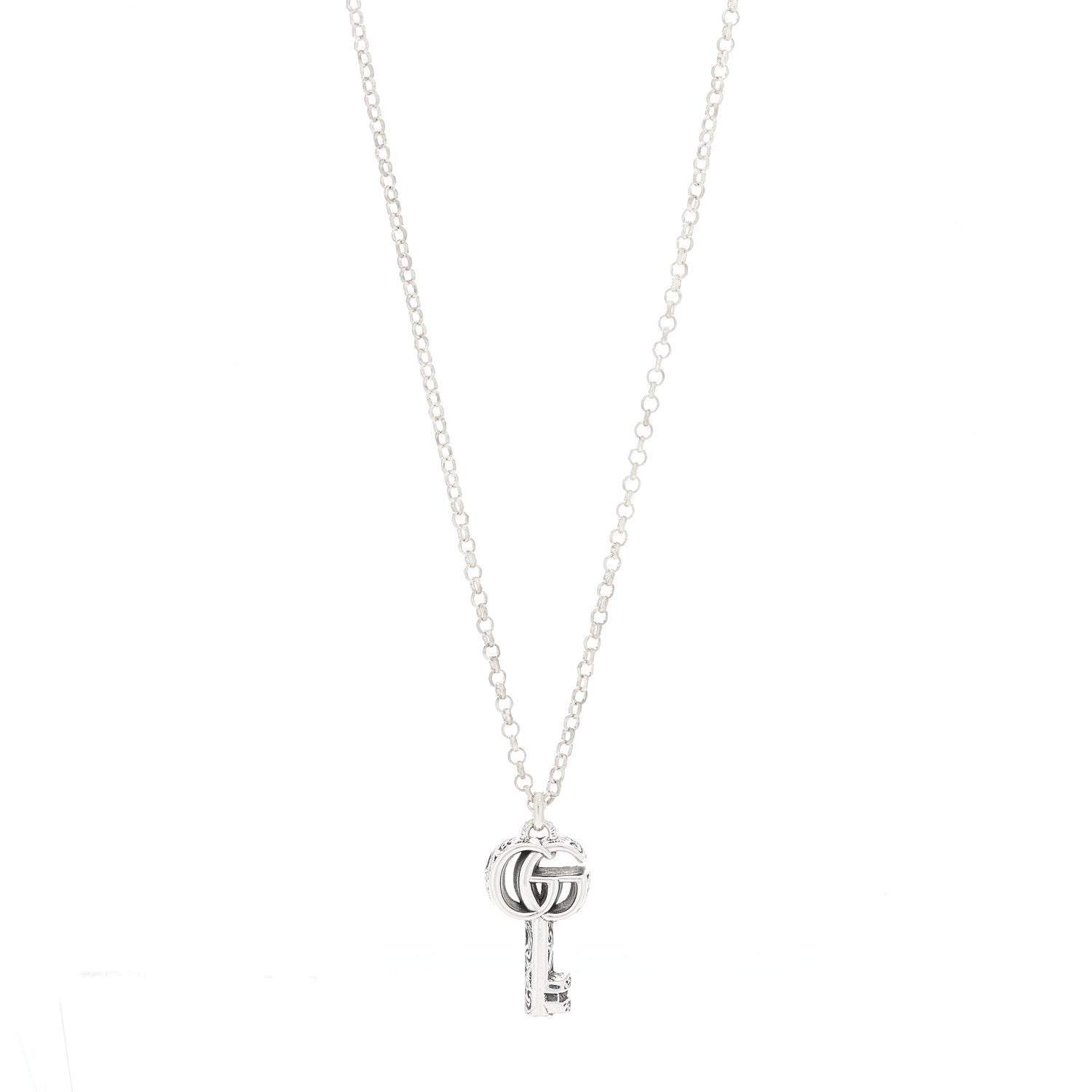 Gucci Sterling Silver Double G Key Pendant Necklace 1 of 5