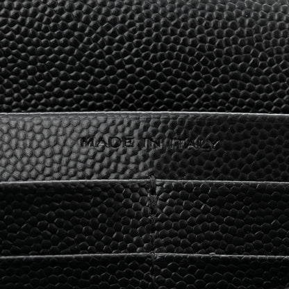 Saint Laurent Grain De Poudre Matelasse Chevron Monogram Monochrome Chain Wallet Black 8 of 12