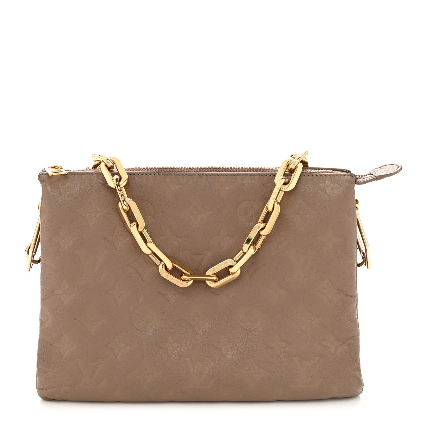 Lambskin Embossed Monogram Coussin PM Taupe