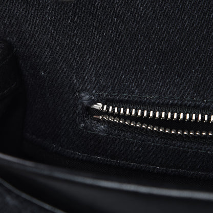 Balenciaga Destroyed Denim Jacquard Logo Matelasse M BB Round Shoulder Bag Black 10 of 12