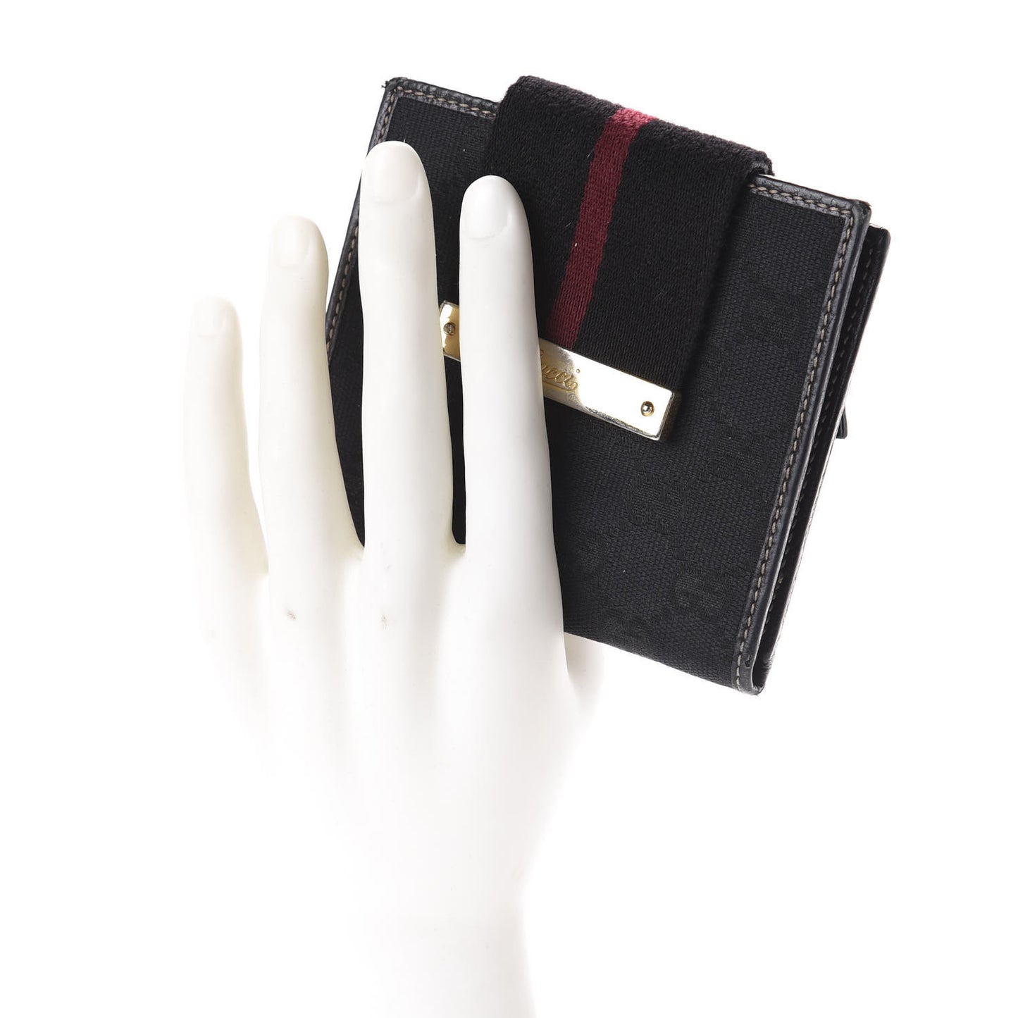Monogram Ladies Web French Flap Wallet Black