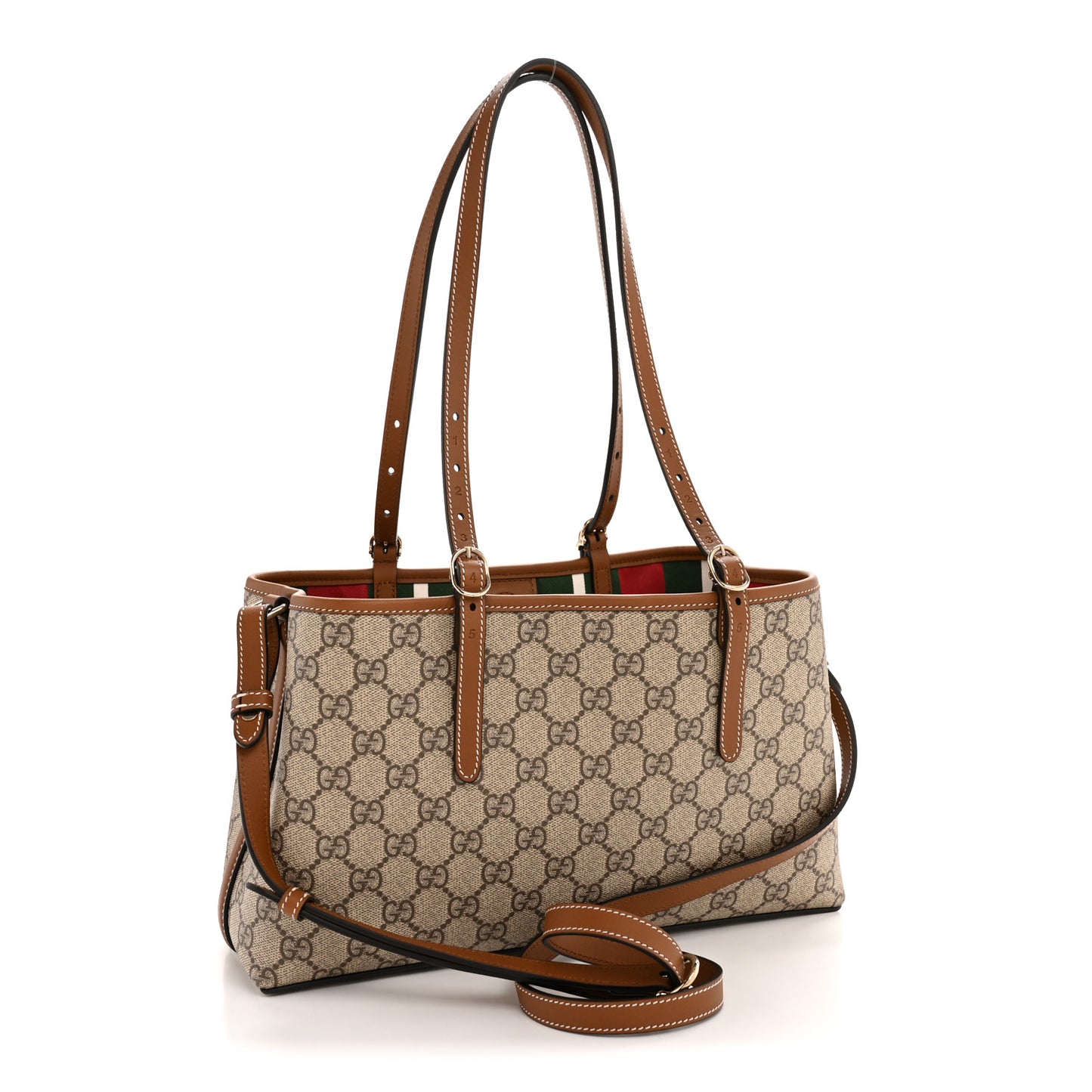 GG Supreme Monogram Emblem Medium Tote Bag Beige Dark Brown