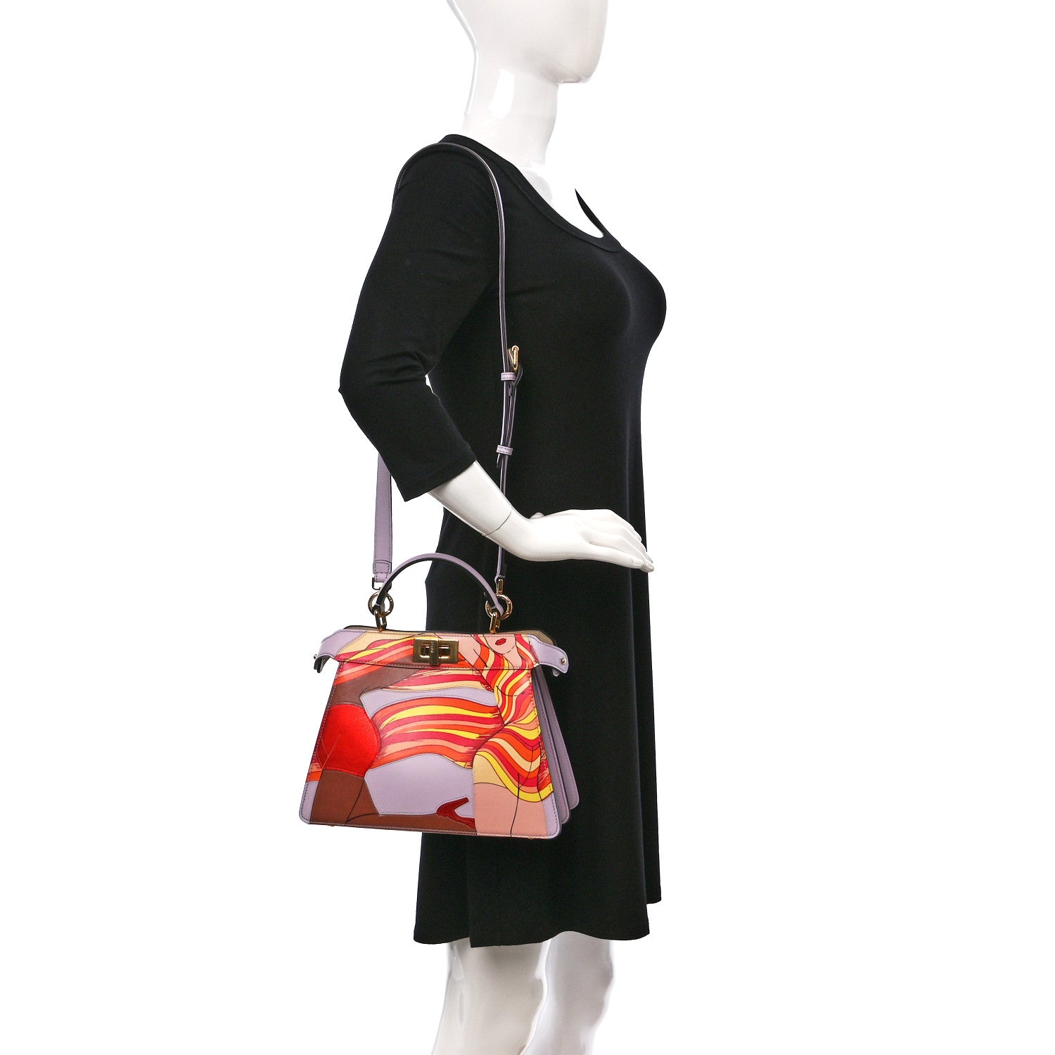 Fendi Vitello Seta Shiny Nappa Dancing Girls Inlay Small Peekaboo I SEE U Satchel Anemone Multicolor 2 of 8