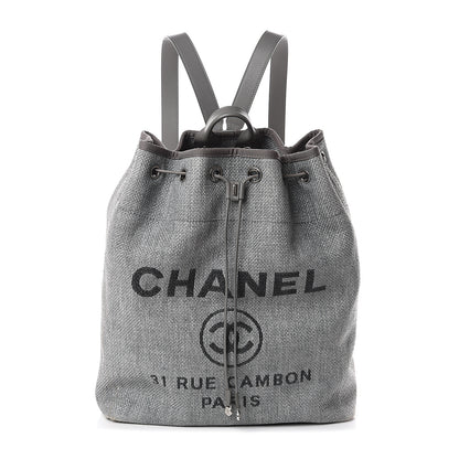 Chanel Canvas Large Deauville Backpack Grey 1 of 9