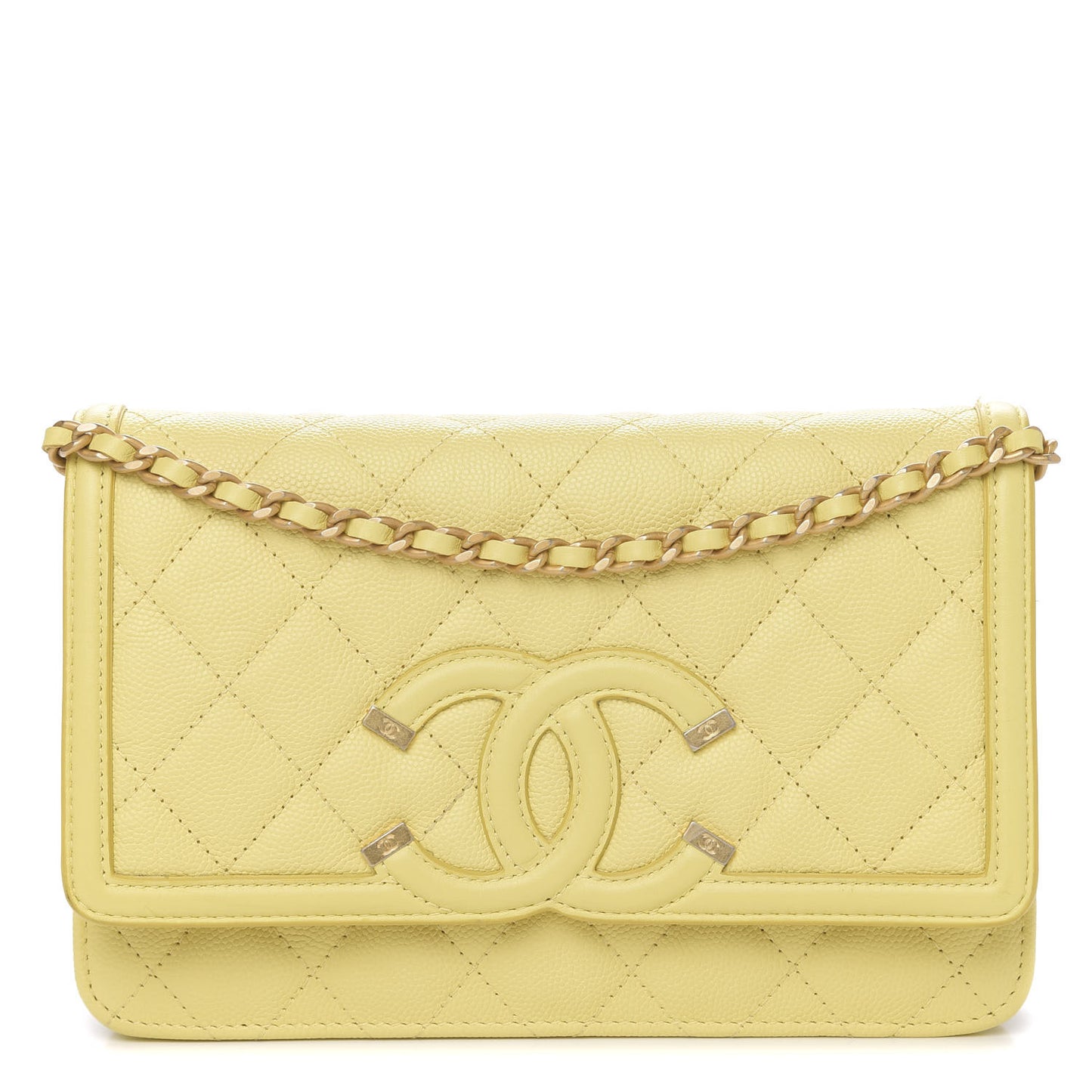 Caviar Quilted CC Filigree Wallet On Chain WOC Yellow