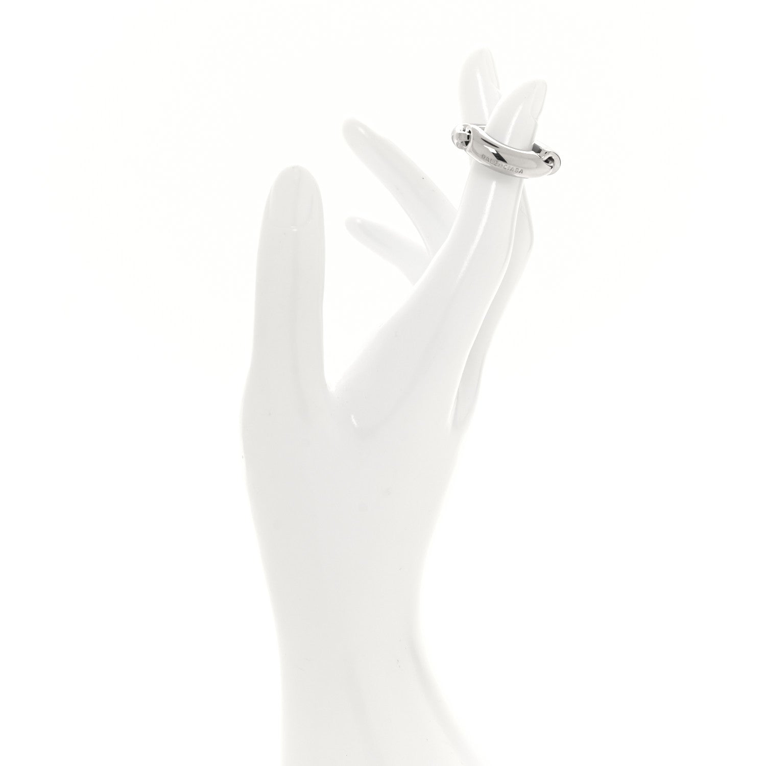 Balenciaga Brass Solid 2.0 Ring 54 7 Silver 2 of 4
