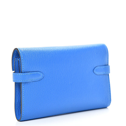 Hermes Chevre Mysore Medium Kelly Wallet Bleu Hydra 2 of 6