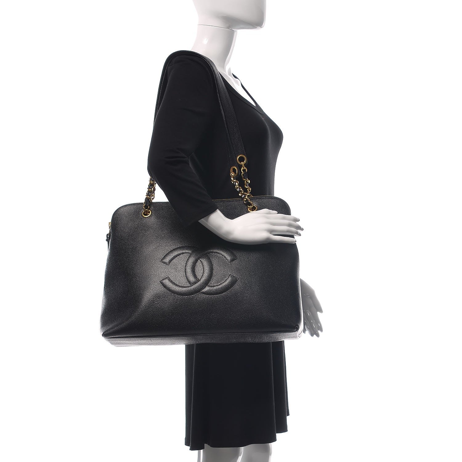 Chanel Caviar Large CC Shoulder Bag Black 2 of 7