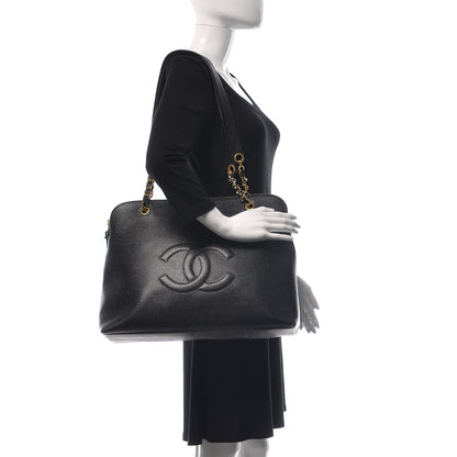Chanel Caviar Large CC Shoulder Bag Black 2 of 7