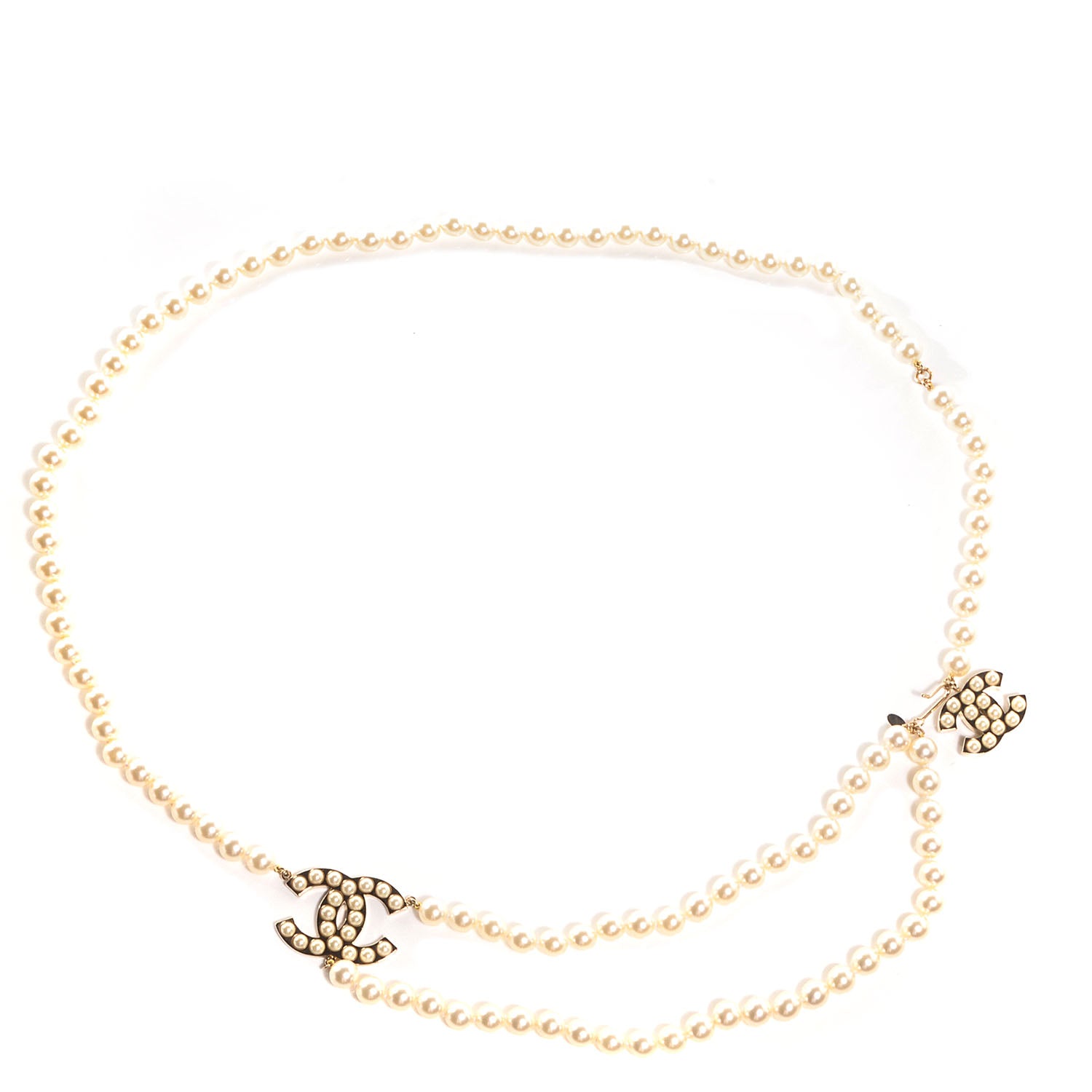 Chanel Pearl CC Double Strand Belt 85 Gold 1 of 6