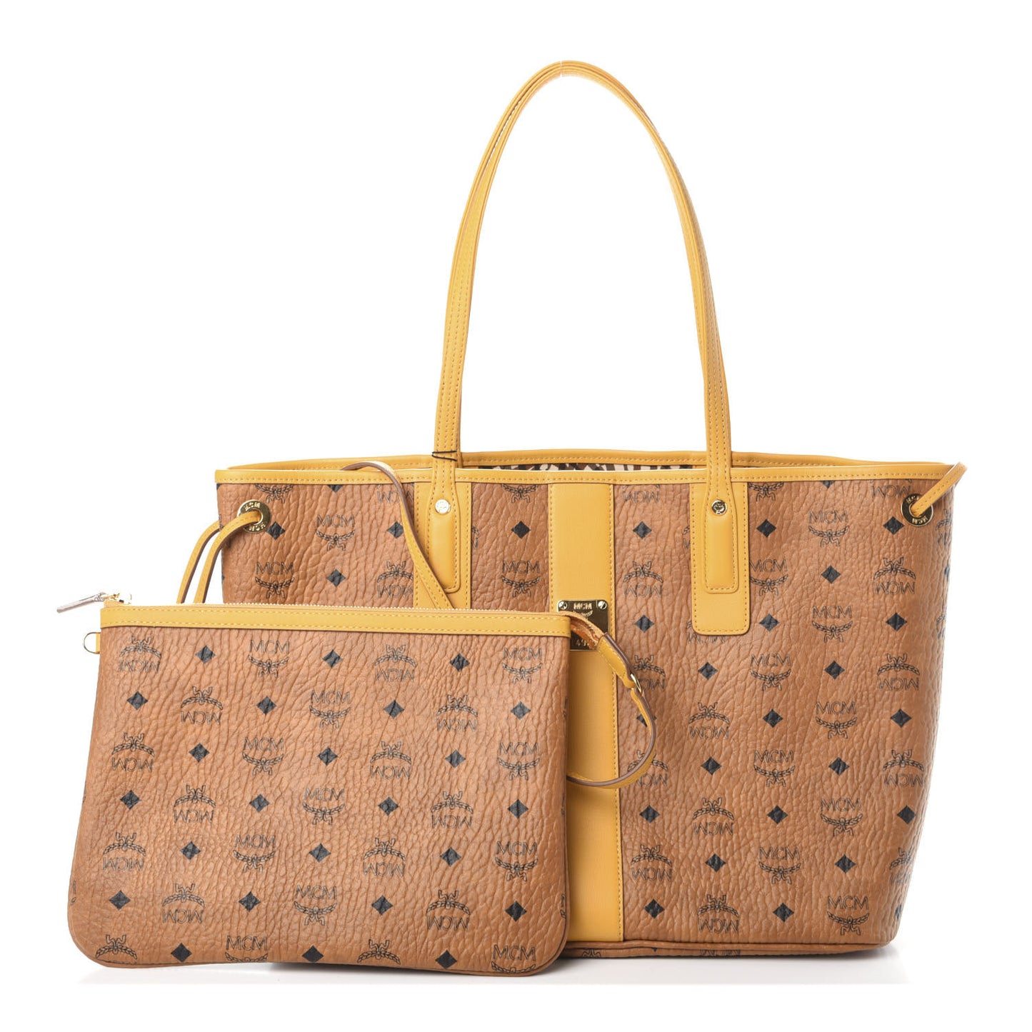 Visetos Medium Liz Reversible Shopper Tote Cognac Yellow