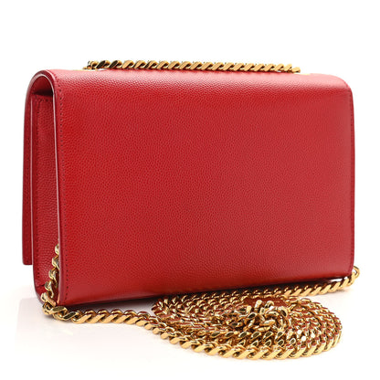 Saint Laurent Grain De Poudre Small Monogram Kate Satchel Red 3 of 11