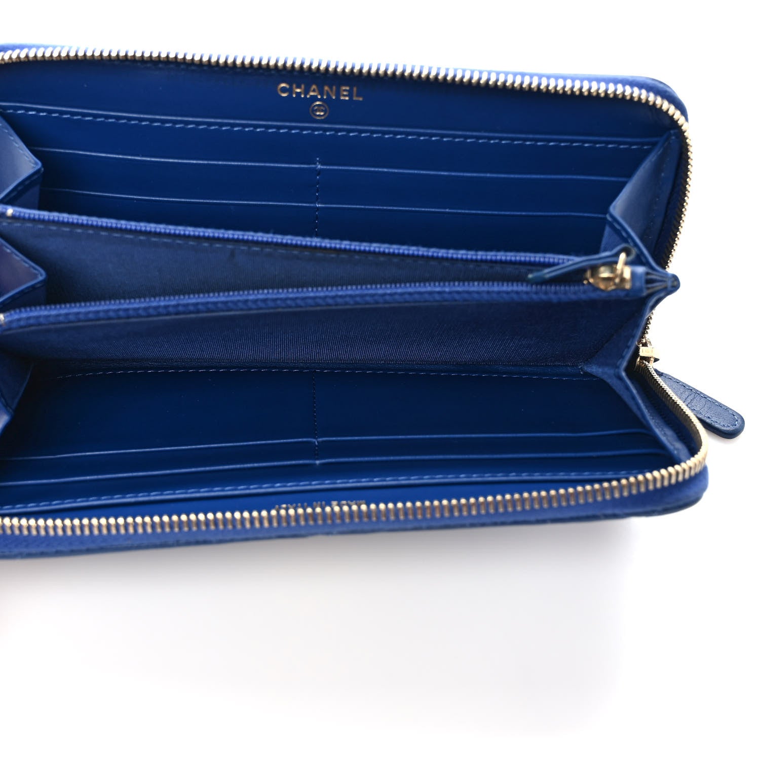 Chanel Shiny Goatskin Quilted Chanel 19 Long Zipped Around Wallet Blue 5 of 10