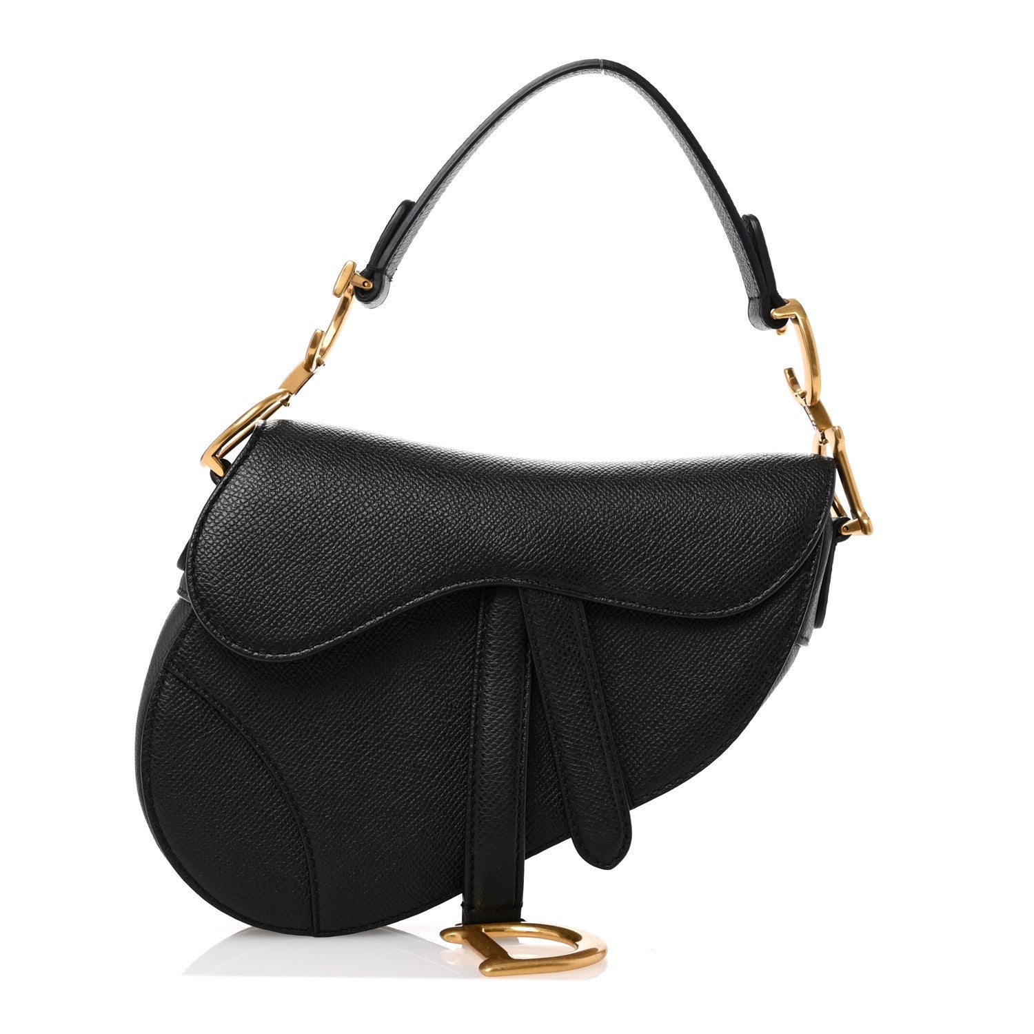Christian Dior Grained Calfskin Mini Saddle Bag Black 1 of 10