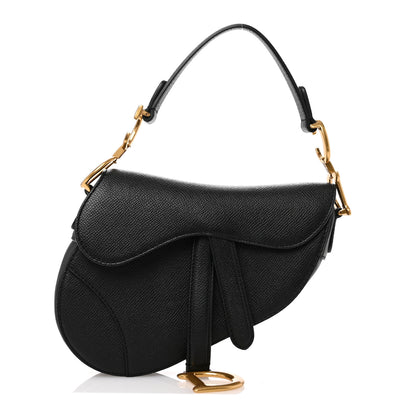 Christian Dior Grained Calfskin Mini Saddle Bag Black 1 of 10