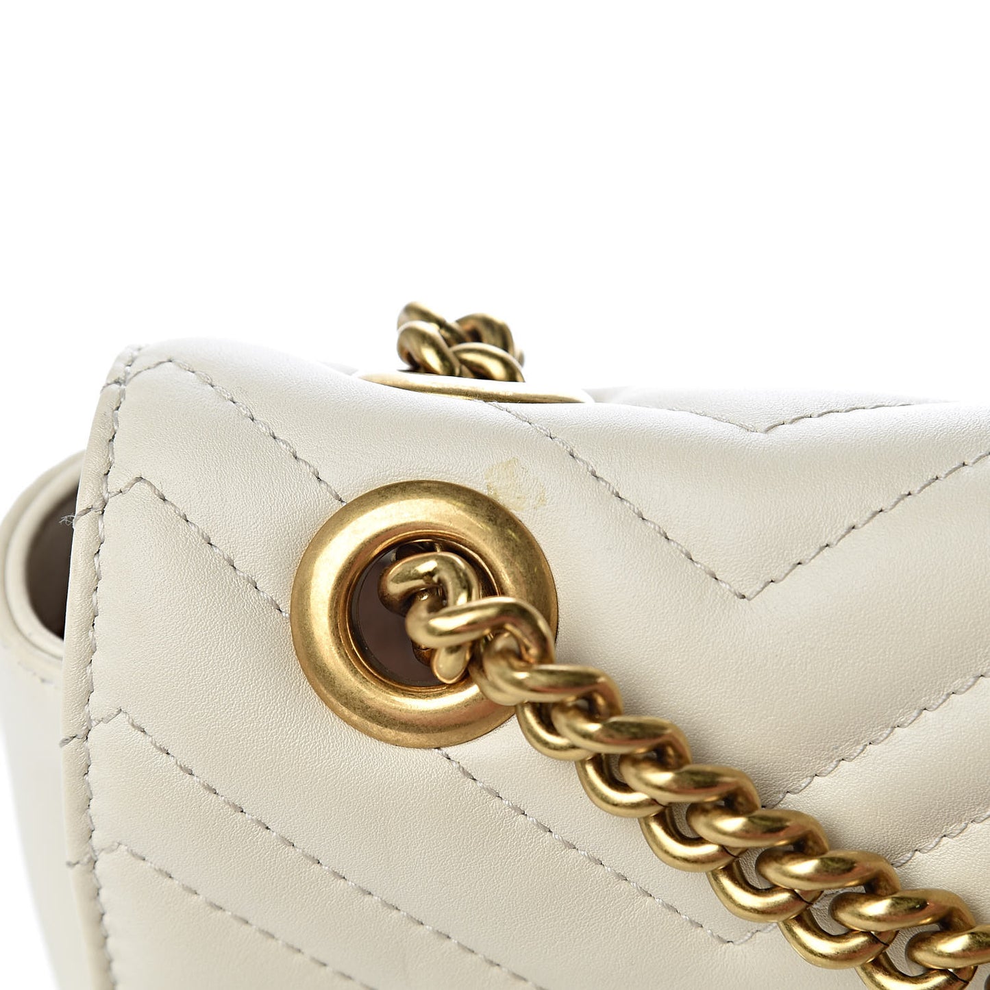 Calfskin Matelasse Small GG Marmont Shoulder Bag White