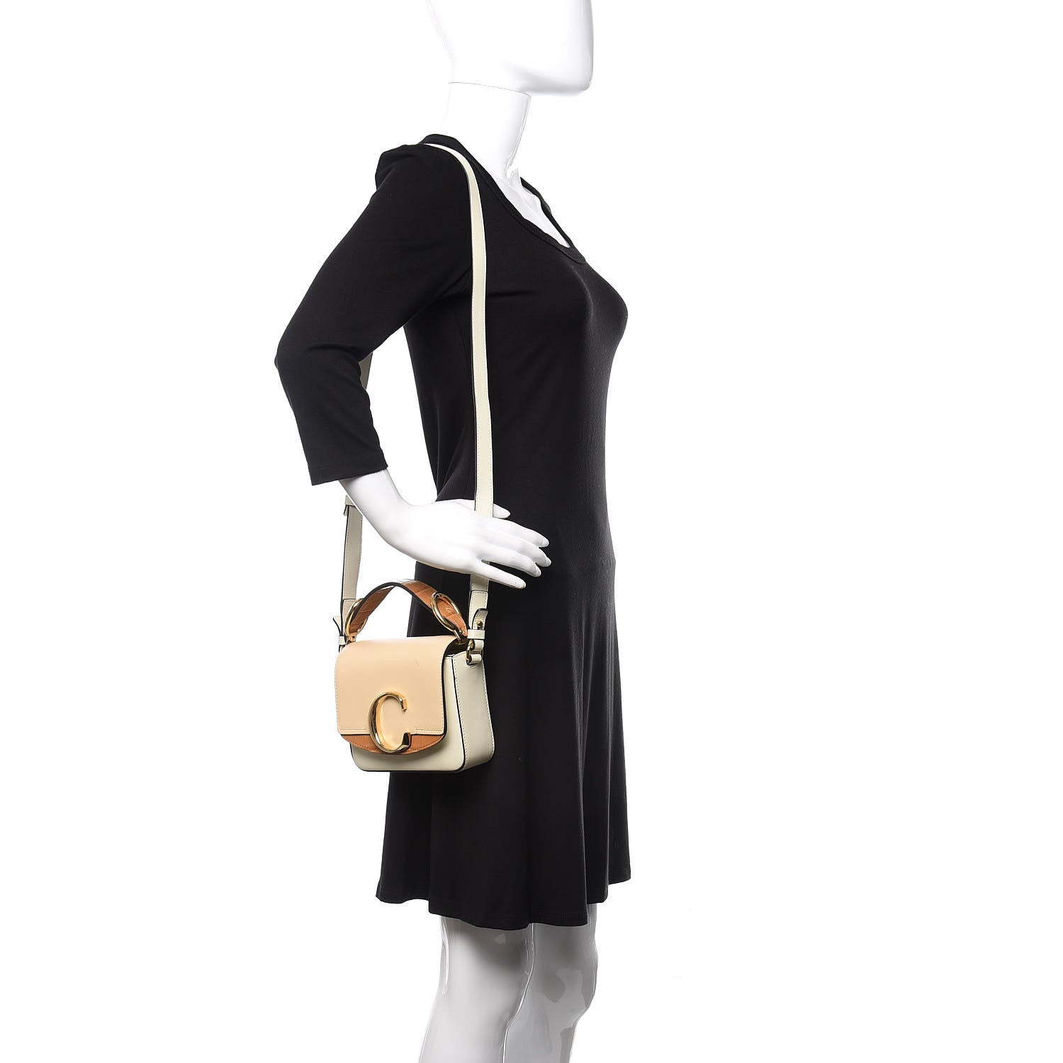 Chloe Calfskin Crocodile Embossed Mini C Double Carry Blondie Beige Autumnal Brown 2 of 10