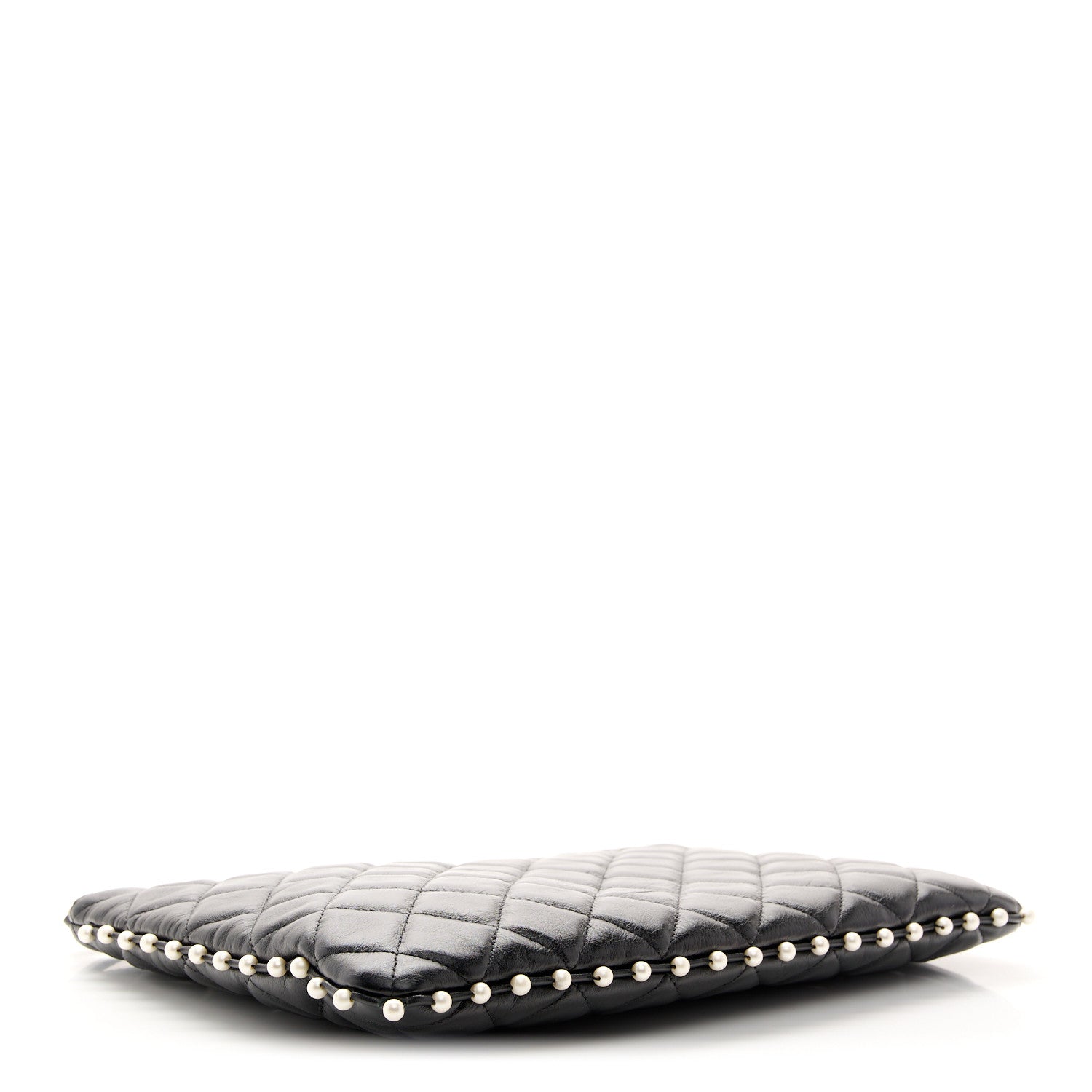 Chanel Calfskin Quilted Pearl Large Cosmetic Case Black 4 of 10
