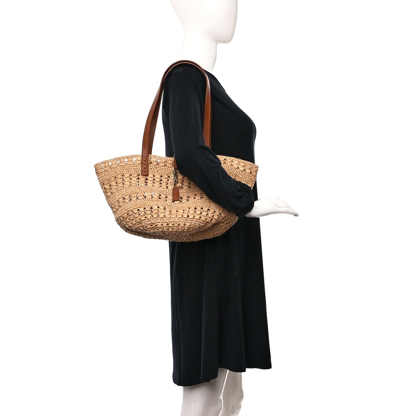 Raffia Calfskin Small Panier Tote Naturel