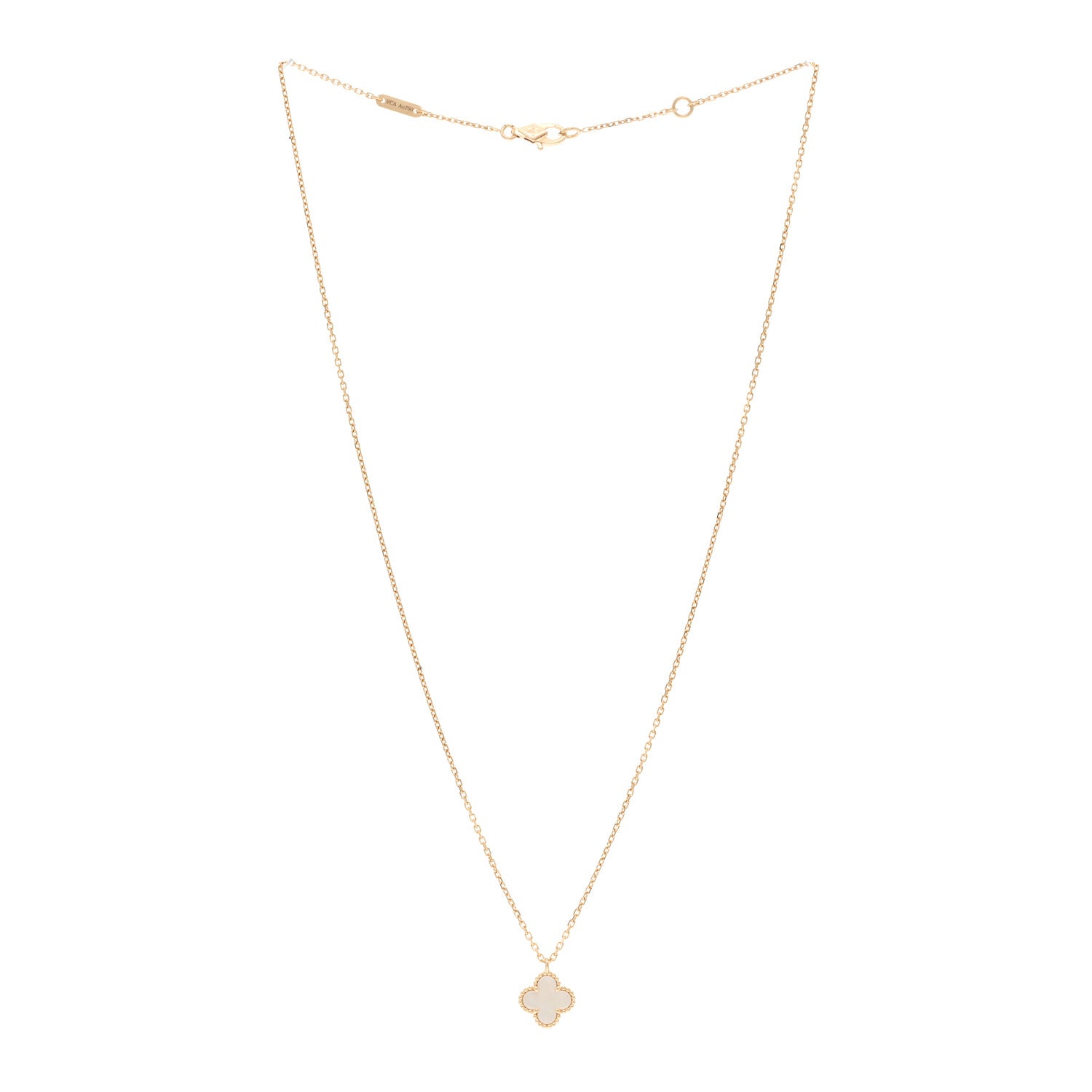 Van Cleef & Arpels 18K Yellow Gold Mother of Pearl Sweet Alhambra Pendant Necklace 3 of 6
