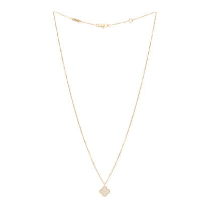 Van Cleef & Arpels 18K Yellow Gold Mother of Pearl Sweet Alhambra Pendant Necklace 3 of 6