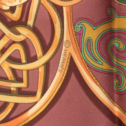 Hermes Silk La Charmante Aux Animaux Scarf 90 Burgundy 3 of 6